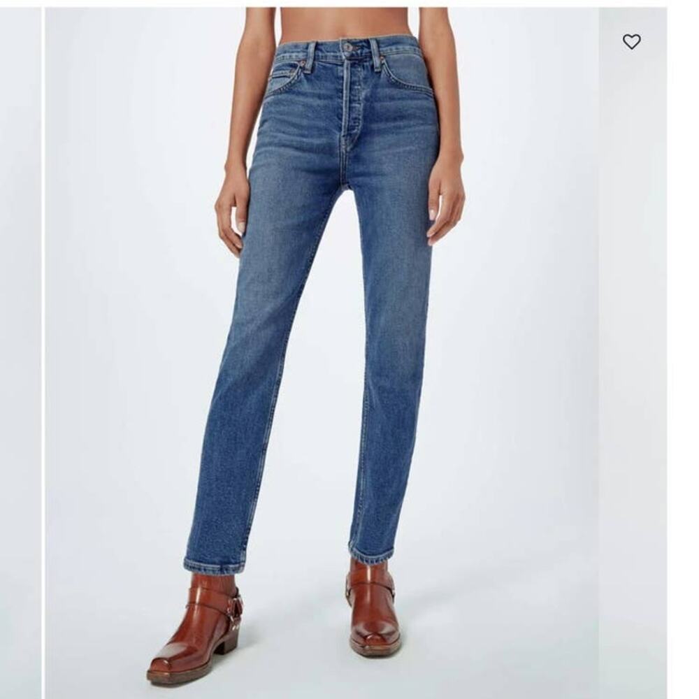 RE/DONE 70's High Rise Ankle Crop Jeans in Midnight Blue Size 26 NWT